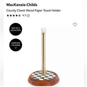 MacKenzie-Childs Courtly Check Paper Towel Holder with Gold Accent